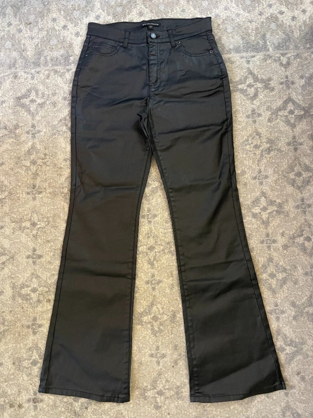 NWOT Boston Proper Waxed Cotton Look Black Pants - 8